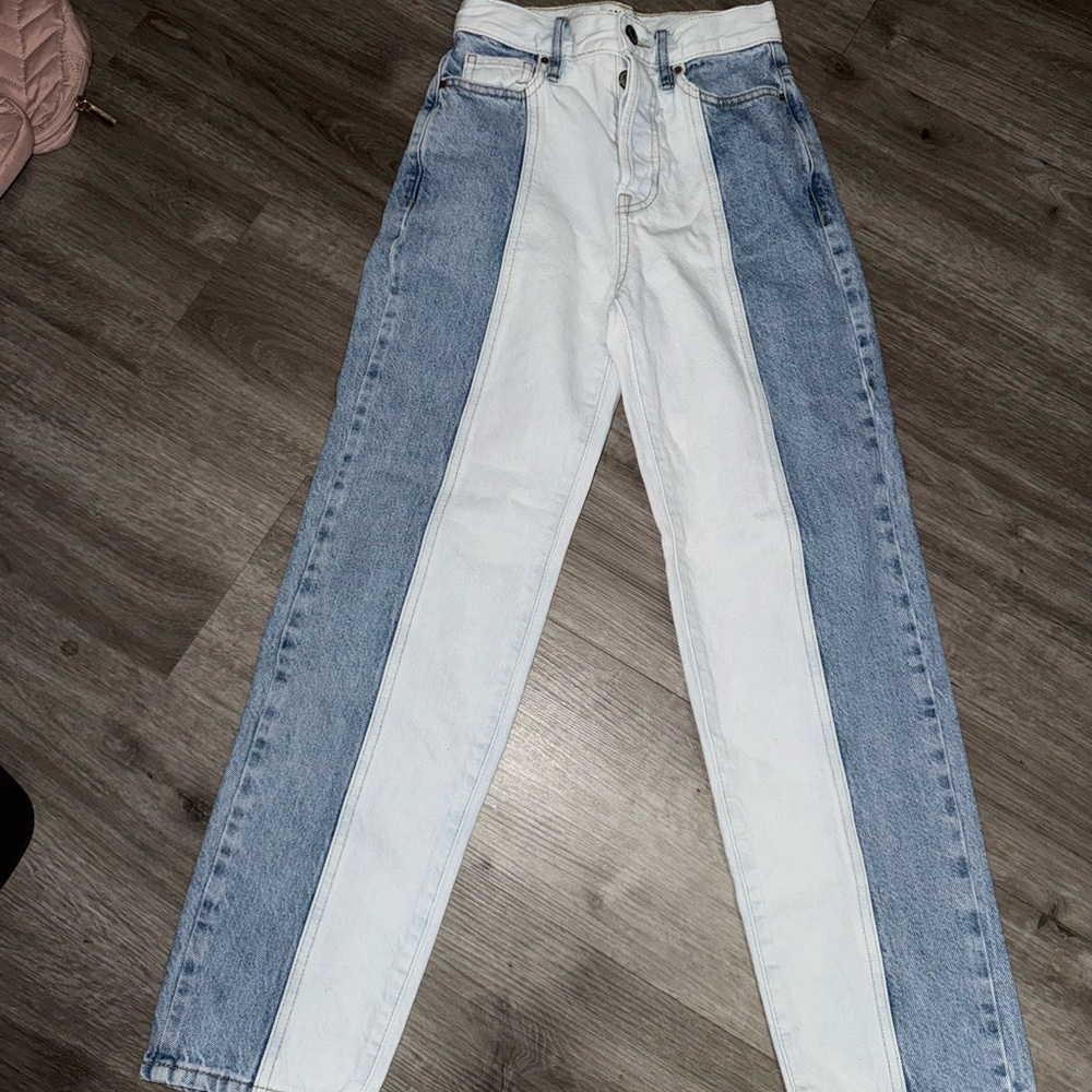 PacSun High Rise Two-Tone Blue and White Jeans